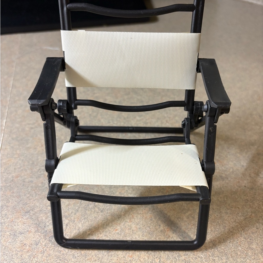 Miniature Black and White Folding Doll Chair. 1:6 scale for Barbie